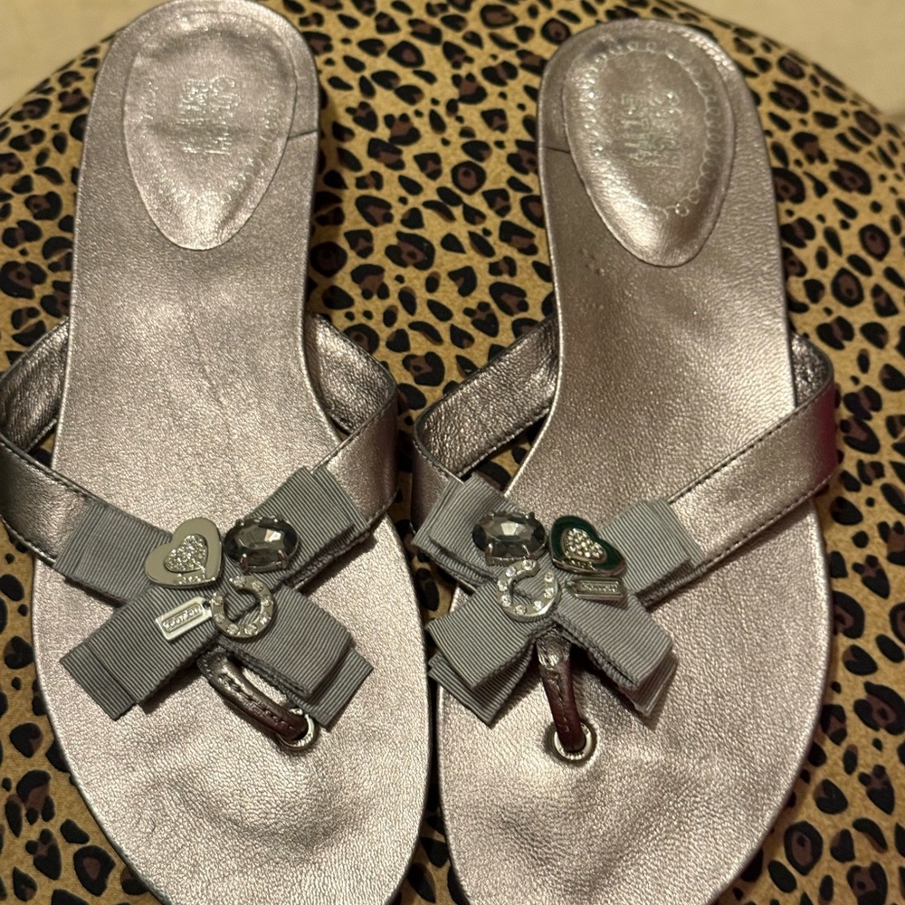 Stylish Coach Silver Bow Sandals